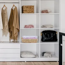 Relaxdays Aufbewahrungskorb geflochten aus Wasserhyazinthe mit Henkel 21 x 46 x 15 cm braun