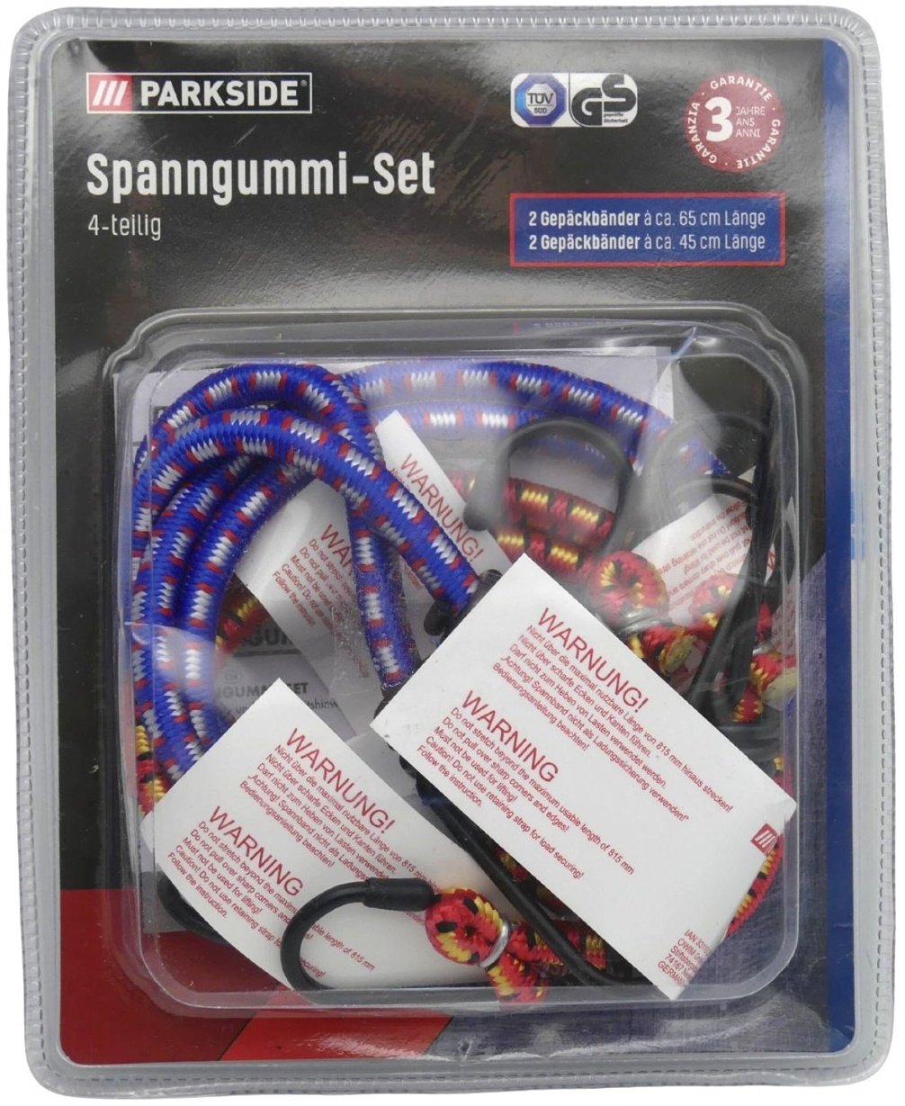 PARKSIDE Spanngummi-Set mit stabilen Befestigungshaken 4-teilig Gepäckbänder