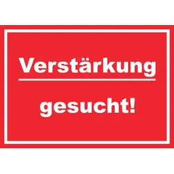Verstärkung gesucht Schild mit Text Aushängeschild rot-weiss A0 (841x1189mm)
