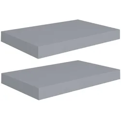 vidaXL Schwebende Wandregale 2 Stk. Grau 40x23x3,8cm MDF