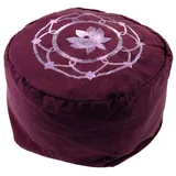 GURU SHOP Besticktes Meditationskissen mit Dinkelfüllung, Yoga Kissen, Yogakissen, Sitzkissen, Bodenkissen, Dekokissen - Lotus Mandala Flieder, 15x25x25 cm