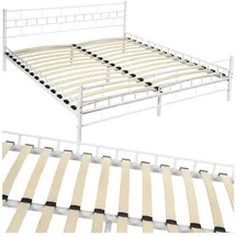 Tectake tectake® Metallbett, robustes Stahlgestell, bodenschonende Kunststoffkappen, 180 x 200 cm