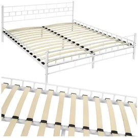 Tectake tectake® Metallbett, robustes Stahlgestell, bodenschonende Kunststoffkappen, 180 x 200 cm
