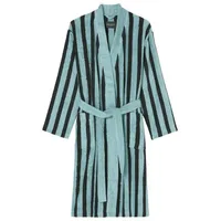 Marc O'Polo Home Herrenbademantel Heritage Men, Midilänge, Baumwolle, Schalkragen, Gürtel, Frottee-Bademantel aus GOTS-Bio-Baumwolle mit Jacquard-Streifen blau S