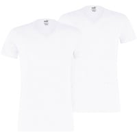 Puma Herren T-Shirt 2er Pack - Basic V-Neck, Vorteilspack, V-Ausschnitt, Kurzarm, uni Weiß L