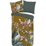 Descanso Sarenza Mako Satin, 135x200, Biese, Reißverschluss, Wendeoptik, Blumen, Grau