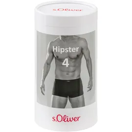 S.Oliver Hipster (Dose, 4 St.), knapp sitzende Boxershorts aus Baumwollmischung in der Dose verpackt Gr. XL, schwarz, , 71694011-XL