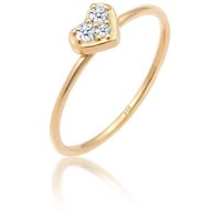 Elli DIAMONDS Herz Trio Diamant (0.075 ct.)Romantik 585 Gelbgold Ringe Damen