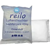 reilo 6x 450g Oceanduft Luftentfeuchter Granulat, Raumluftentfeuchter im Vliesbeutel, Nachfüllpacks für gängige Entfeuchterboxen, Lufttrockner für Wohnraum, Schlafzimmer, Keller