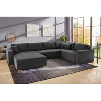 Wohnlandschaft JOCKENHÖFER GRUPPE "Brixen U-Form" Sofas Gr. B/T: 379cm x 94cm, Cord, Ottomane beidseitig montierbar, grau Bettfunktion, Bettkasten, Ottomane ist links oder rechts montierbar Bestseller