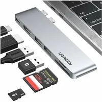 UGREEN 6 in1 Multifunktionsadapter USB-C Kartenlesegerät kompatibel mit MacBook Pro/Air Grau