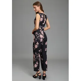 LAURA SCOTT Jumpsuit LAURA SCOTT, Damen, Gr. 38, N-Gr, schwarz, geblümt, Jersey, Obermaterial: 95% Polyester, 5% Elasthan, geblümt, bequem, V-Ausschnitt, Overalls Jumpsuit, für den eleganten Anlass mit floralem Muster