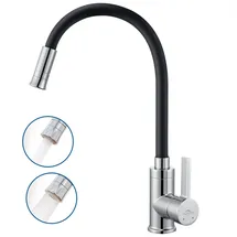 auralum max Küchenarmatur Wasserhahn mit Flexibler Auslauf Spültischarmatur mit 2 Strahlarten 360° Drehbar Armatur schwarz