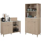 Parisot Küchenbuffet Diner (Set mit Buffet und Anrichte, 2-teilig) mit viel Stauraum beige