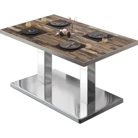 GGM Möbel Bistro Loungetisch 120 x 70 x 41 cm Vintage Old/Edelstahl