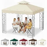 Ersatzdach Pavillon 3 x 3 m, Wasserdicht Pavillon Dach 300D Polyestergewebe für Gartenpavillon mit Air Vent, Doppeldach UV-Schutz-Sonnenschutz für Garten und Camping