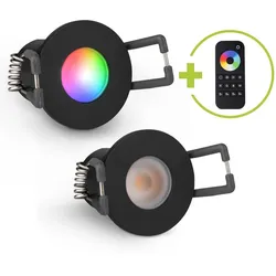 Einbaustrahler Mini Livorno 3W RGBW IP65 - Farbe: schwarz matt - Anzahl: 2x