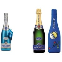 Pommery Royal Blue Sky Champagner Drinking on Ice (1 x 0.75 l) & Brut Royal Champagner mit kühlender Neopren Icejacket Matta Mond (1 x 0.75 l)