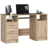 akord furniture factory AKORD ANA in der Farbe Sonoma-Eiche mit 3 Schubladen und 5 Ablagen B124 x H74 x T52 cm - Hellbraun