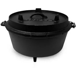 Klarstein Guernsey Premium Dutch Oven 9.0 BBQ-Topf Gusseisen Standfüße Größe L / 9 qt Schwarz