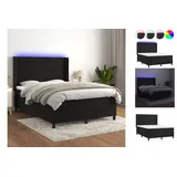 vidaXL Boxspringbett mit Matratze & LED Schwarz 140x200 cm Samt