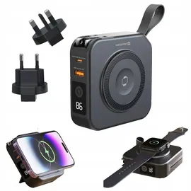 Swissten Swissten, All-in-One Powerbank Pro MagSafe USB USB-C mit Reiseadaptern, Schwarz - Schwarz