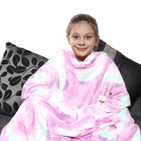 A2Z Tragbare Decke für Mädchen, Batik-Design, mit Ärmeln, Flanell-Fleece, Kuscheldecke – TV Blkt T.D Lilac_Kids