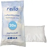 reilo 20x 1kg Jasminduft Luftentfeuchter Granulat, Raumluftentfeuchter im Vliesbeutel, Nachfüllpacks für gängige Entfeuchterboxen, Lufttrockner für Wohnraum, Schlafzimmer, Keller
