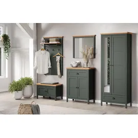 trendteam Kommode Stanton in grün und Eiche Landhaus Flur Diele 77 x 102 cm - tannengrün, Eiche