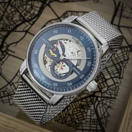 Zeppelin New Captain's Line 8664M-3 - Blau-graues Ziffernblatt mit weißen - 42mm