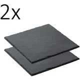 Gastro Spirit Servierplatte 2er Set Schieferplatte 25 x 25 x 0,5 cm, schwarz, Schiefer, (2-tlg) 25 cm x 25 cm