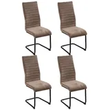 Home4You Schwingstühle 4er Set, Braun - Schwarz - Cordbezug - Metall - 4er Set