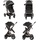 KIKKABOO Kinderwagen Scarlett 2 in 1 umbaubar, Fußabdeckung, Wickeltasche, Korb schwarz