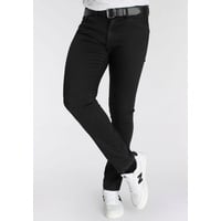 DELMAO Stretch-Jeans »"Reed"«, gerader Beinschnitt, Used-Look-Waschung, niedrige Leibhöhe, schwarz