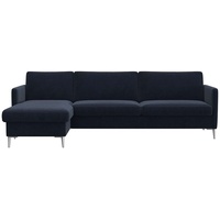 FLEXLUX Ecksofa »Fiore, L-Form, bequem und komfortabel durch hochwertigem Sitzaufbau«, schmale Armlehnen, Kaltschaum, Füße Alu blau