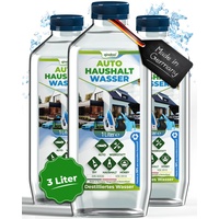 Qindoo 3X Destilliertes Wasser für Auto Haushalt DIY - Aqua Dest, 1 Liter Flaschen (3 Liter)