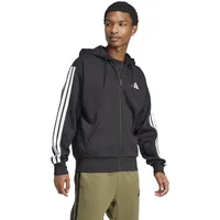 adidas Essentials 3-Streifen Fleece Reißverschlusspullover Black / White 3XL