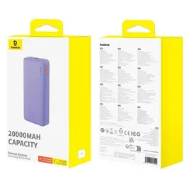 Baseus Airpow PPAP20K, Lithium Polymer (LiPo), 20000 mAh, Violett