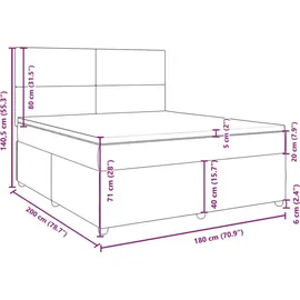 vidaXL Boxspringbett mit Matratze Dunkelgrau 180x200 cm Stoff