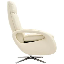 Mendler Relaxsessel HWC-L11, Design Fernsehsessel TV-Sessel Liegesessel, Liegefunktion drehbar, Voll-Leder ~ creme-weiß