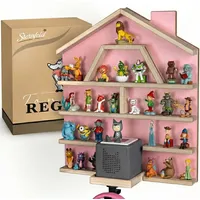 Sternfeld Kinderregal Tonie Regal magnetisch – Wandregal für 32/52 Toniefiguren, Grau & Rosa, abgerundete Ecken, Magnetleiste, Aufhängehaken für Kopfhörer rosa