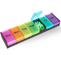 Alyvisun Tablettenbox 7 Tage, Pillendose für Unterwegs, Medikamentenbox 7 Tage Tabletten Organizer, Wochen pillenbox 7 Fächer, Groß Tablettendose Woche, Leicht Zu Öffnen für Reisen, Schwarz