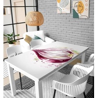 MyMaxxi Möbelfolie MyMaxxi - selbstklebende Tischfolie gemalte rote Zwiebel weiss kompatibel mit Ikea Lacktisch Nahrung Lebensmittel Küche Kunst Möbelfolie Aufkleber - blasenfrei zu verkleben 75 cm x 150 cm
