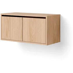 New Works - Hängeschrank mit Türen, niedrig, Eiche natur