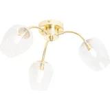 QAZQA - Klassische Deckenlampe Gold mit Glas 3-flammig - Elien