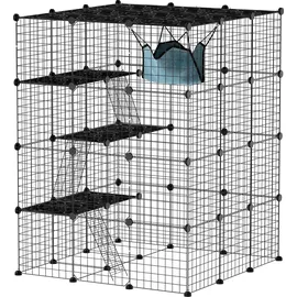 PawHut Katzenkäfig schwarz Polypropylen B/H/L: ca. 105x140x105 cm - Schwarz
