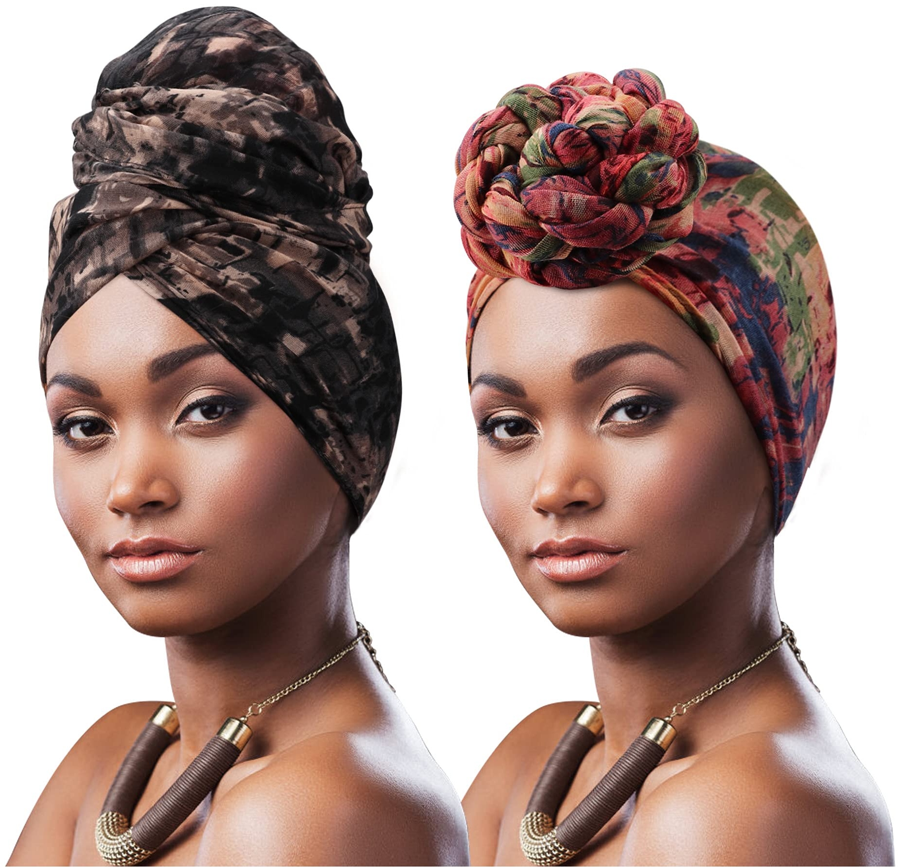 DRESHOW Haarwickel für Schwarze Damen,Jersey Schal Turban Langes Haar Kopfwickel Schal Kopftuch Weiche Stirnband Schals Gap
