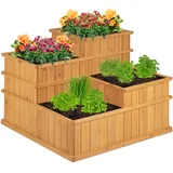 Relaxdays Hochbeet gestuft 61 x 81 x 81 cm Natur