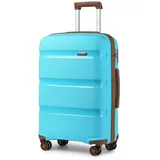 KONO Koffer Handgepäck Trolley 55cm Reisekoffer mit TSA Schloss und 4 Zwillingsrollens, Modisch und Verschleißfest Polypropylen Hartschalenkoffer, 55x40x21cm, 40 Liter (Blau/Braun, M)