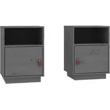 vidaXL Nachttische 2 Stk. Grau 40x34x55 cm Massivholz Kiefer